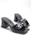 Stoned and Simple Low Heeled Evening Dress Slippers 7 cm Heeled - 3