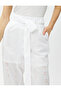 Crop Embroidery Trousers with Belt Detail - 5
