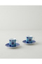 Echo Porcelain 4 Piece Coffee Cup Set for 2 People 80 ml Blue