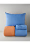 Plain Cotton Single Duvet Cover Set with Sheets 160X220 cm Blue-Orange