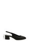 Women's Black Short Thick Heeled Open Back Shoes - 2