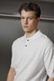 Men's Relaxed Fit Ribbed Knitwear Polo Neck T-Shirt White - 4
