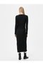 Midi Dress Crew Neck Long Sleeve Slim Fit - 4