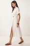 Summer Linen Kimono Dress with Gold Accessories Lgx0010 Ecru - 4