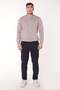 Men's Side Pocket Half Elastic Waist Slim Fit Chino Navy Blue Trousers