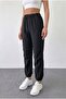 Black Lace-Up Leg Detail Pocketed Relax Jogger Pants - 5