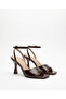 Nuit Éternelle Brown Heels Sandals Ankle-Tie |   8 cm Heel |   Patent Leather |   Orthopedic Sole