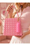 Pink Women's Handbag, Pyramid Model Tpu Tote Bag, with Lipstick Container