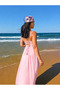 Linen Strap Dress with Back Detail - Tight Fit - 4