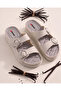 Women's Summer Slippers Comfortable Soft Anatomical Sole Daily Use Gray Ribbed