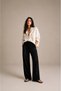 Women's elastic waist square pocket loose pants - black