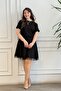 Dress with Lace Detailing on the Shoulders and Hem - 2