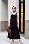 Half Zippered Strappy Gabardine Gilet - Black - 4