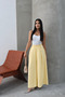 Filamlı Linen Skirted Trousers 8826 Yellow - 2