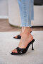 Sonic Pointed Toe Women's Black Heeled Slippers - 3
