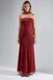 Strapless Floral Print Tulle Belted Bodycon Maxi Dress - 8
