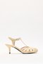 Heels 2622 - Oval Toe Thin Striped Light Yellow Women's Heels - 5