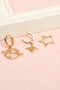 Steel Non-Tarnish Yellow 3-Piece Earring Set - Women's Earrings with Star and Planet Figures - 4
