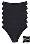 Women's 6-Piece Black Cotton Lycra Bikini Panties