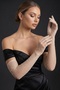 Long Mesh Stoned Gloves Off-White Wedding Evening Dress Invitation Night Ceremony Henna Engagement Graduation - 8