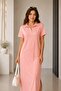 Pink Polo Neck Modal Fabric Slit Long Dress - 2