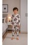 Boys' Cotton White Color Labubu Patterned Fleece-Lined Long Sleeve Winter Pajama Set - 2