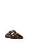 Women's Brown Studded Leather Slippers 26Sfd550818 - 7