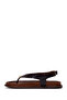 Women's Brown Leather Flip-Flop Sandals 26Sfd550940 - 3