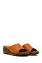 Women's Tan Wedge Heeled Leather Comfort Slippers 26Sfd321518 - 2