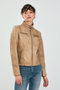 Alicia Women's Beige Short Leather Jacket 21Sge5908Nc - 2