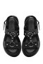 Women's Black Ankle Buckle Thick Soled Genuine Leather Comfort Sandals 25Sfd342518 - 7