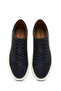 Men's Navy Blue Lace-Up Thick Sole Sports Shoes, Leather Sneaker 26Sfd610618 - 4