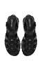 صندل نسائي من الجلد ذو نعل سميك وحزام أسود 26SFD207418 - 4