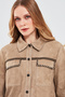 Amalfi Women Beige Shirt Style Suede Leather Jacket 24Sgd519510 - 5