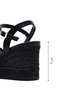 Women's Black Ankle Buckle Braided Wedge Heeled Shoes Espadrille Sandals 25Sfe482729 - 2