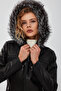 Audrey Women's Black Hooded Fur Leather Coat 23Wgd5120Ve - 7