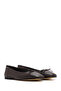 Women's Brown Bow Shoes, Leather Ballerinas 26Pfd140418 - 2