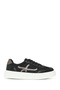 Women's Black Lace-Up Thick Sole Sneakers 26Pfe145314