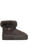 Women's Gray Thick Soled Fur Detailed Suede Leather Teddy Boots 25Wfd492410