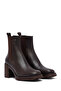 Women's Brown Thick Heeled Leather Boots 25Wfd153218 - 5