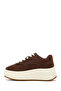Women's Brown Lace-Up Thick Sole Sneakers, Suede Sneaker 25AFD431310 - 4