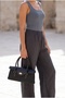 Women's Straw Look Hand and Shoulder Bag with Lock Closure and Internal Pocket, Zerun Black - 3