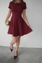 Half Sleeve Flounce Dress Burgundy - 3