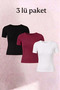 3-Pack Women's Crew Neck Ribbed Blouse