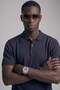 Men's Relaxed Fit Draped Polo Collar Knitwear T-Shirt Navy Blue - 3
