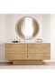 Jaylen Dresser With 6 Drawer & Round Mirror - Natural - 2