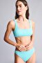 Regular Fit Wrinkled Textured Turquoise Bikini Bottom G4009Ax26Sm - 2