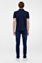 Navy Blue Slim Plain Zippered Polo Collar T-Shirt - 8