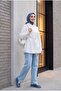 Thin Jeans with Waist Hook and Belt Detail - Light Blue - 3