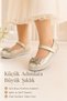 Girl's Gold Ballerina Shoes Size 35 with Ankle Strap Special Occasion Casual Shoes